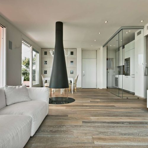 Interiors of a Modern Living Room with Wood Floor